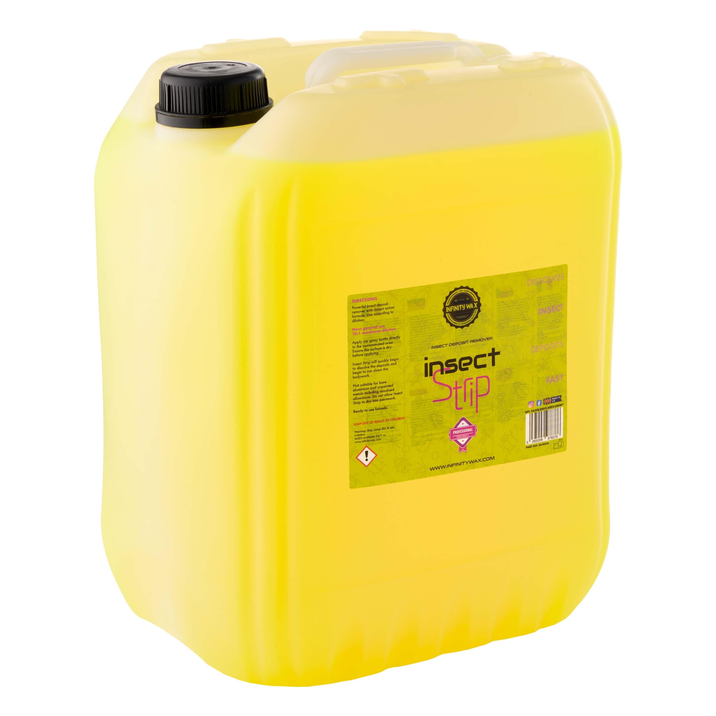 Infinity Wax Insect Strip 20L - Trade Size Insect & Bird Lime Remover, Bulk Heavy-Duty Bug Deposit Cleaner Safe Pre-Wash Contactless Car Detailing Solution