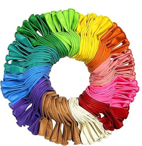 YALLOVE Globos de látex de colores surtidos, juego de 120, 12 pulgadas para uso en helio o aire, globos gruesos para baby shower, cumpleaños,
