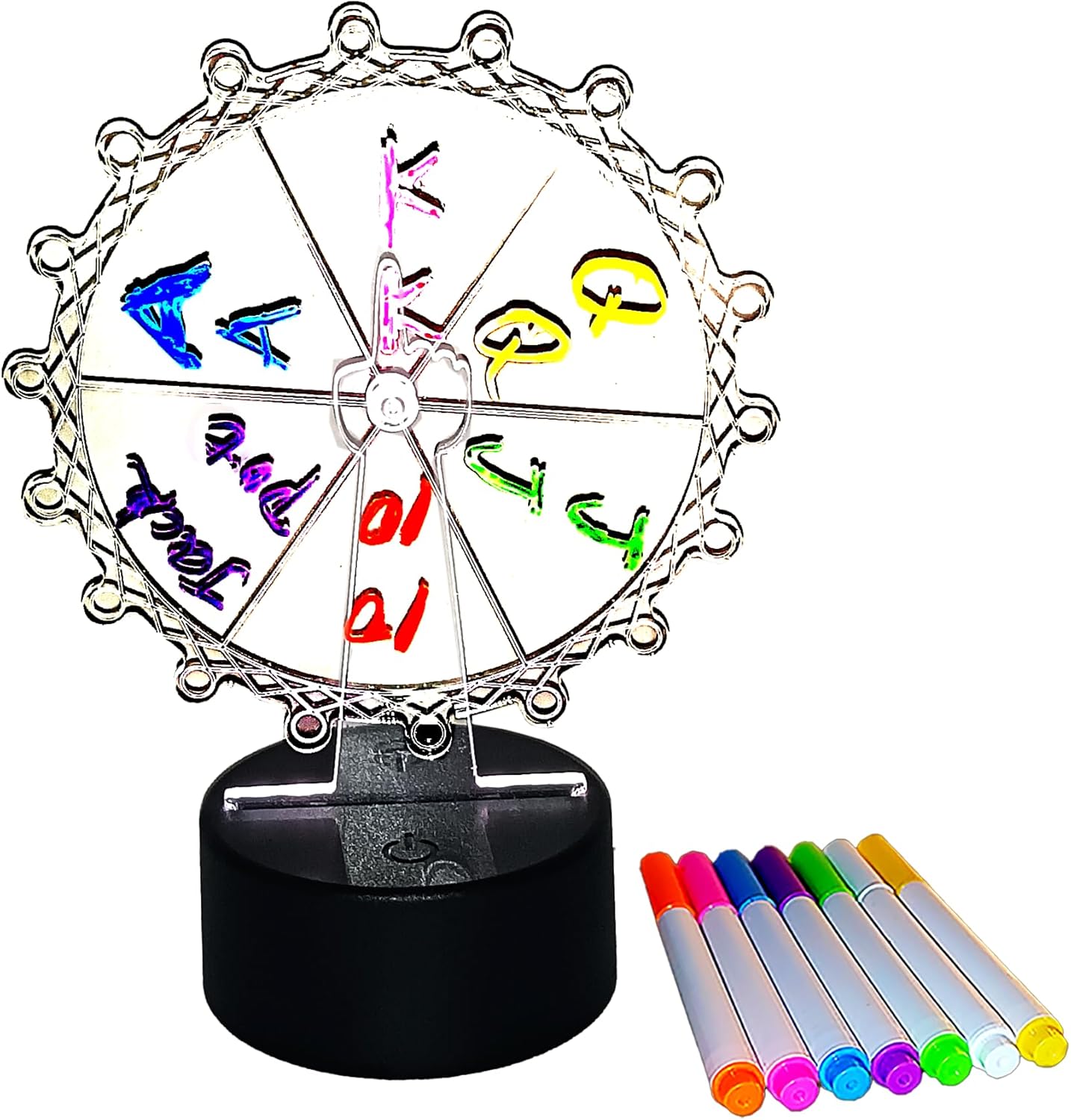 LED Illuminated Spin The Wheel Game with Stand - Prize Wheel for Carnivals/Parties, Spinning Prize Wheel with Heavy Duty Base, Interactive Light-Up Game (Transparent, D5.9)