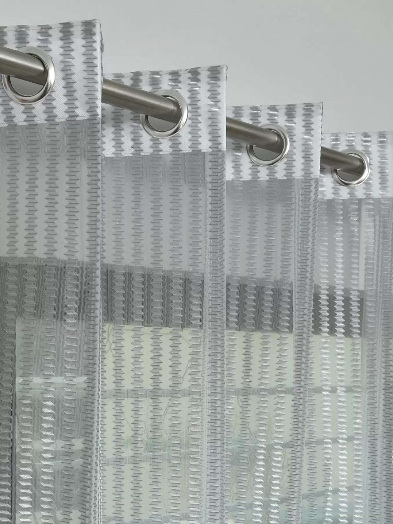 Stuffique Polyester Transparent Sheer Net Grommet Door Curtains 8 feet Long Set of 2, Grey (B0CRZ47MGP) Amazon Price History, Amazon Price Tracker