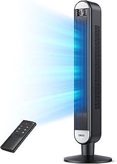 Dreo Tower Fan for Bedroom, 42 Inch Floor Fans for Home, 90° Oscillating Fan for Indoors, Quiet Standing Fan with Remote,12H Timer, Large LED Display, Bladeless Fan, 6 Speeds 4 Modes, Cruiser Pro T2