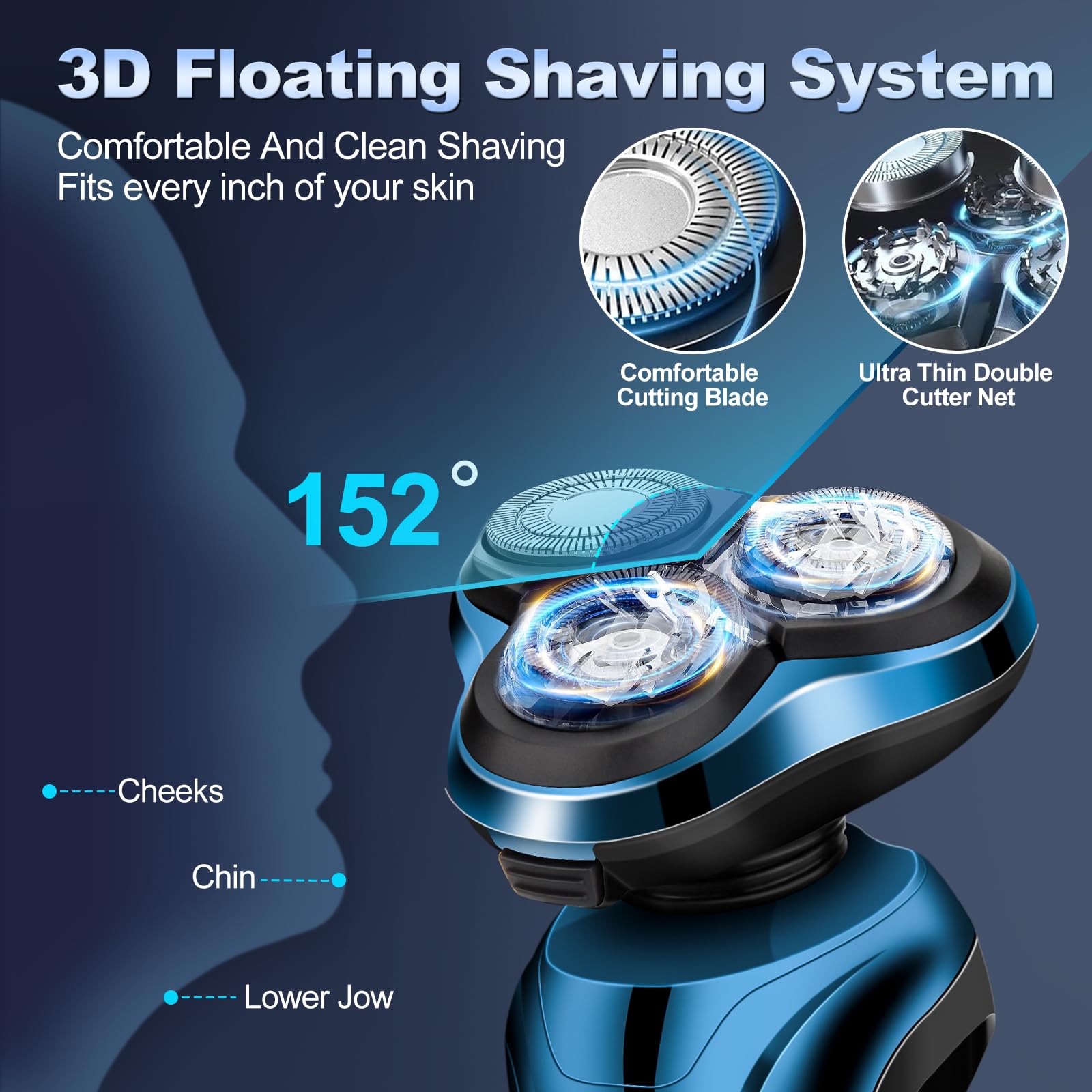 Maquinilla de afeitar eléctrica para hombre, afeitadora eléctrica para hombre, repuesto giratorio/impermeable/recargable, afeitadora eléctrica para hombres, cuchillas reemplazables de cabeza flotante