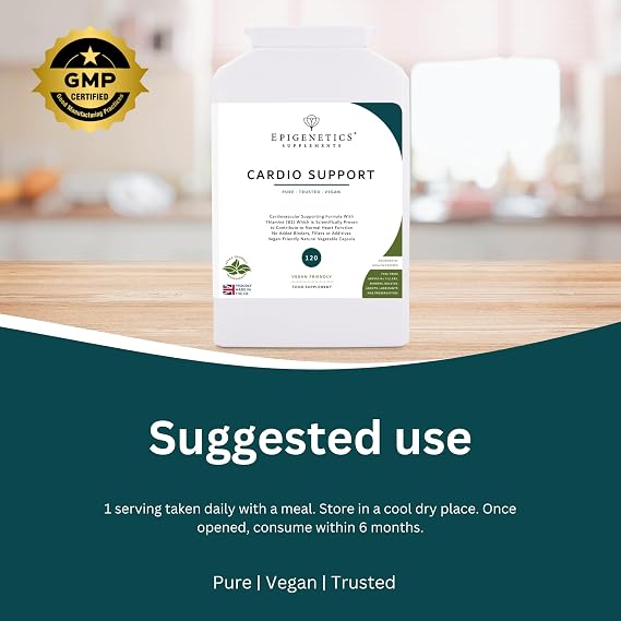 Cardio Support | Cardiovascular Supporting Formula with Thiamine B1 for Normal Heart Function | Magnesium Malate | Taurine | Hawthorn | Ubiquinol | Vegan Capsules | 120 Capsules (30 Servings)
