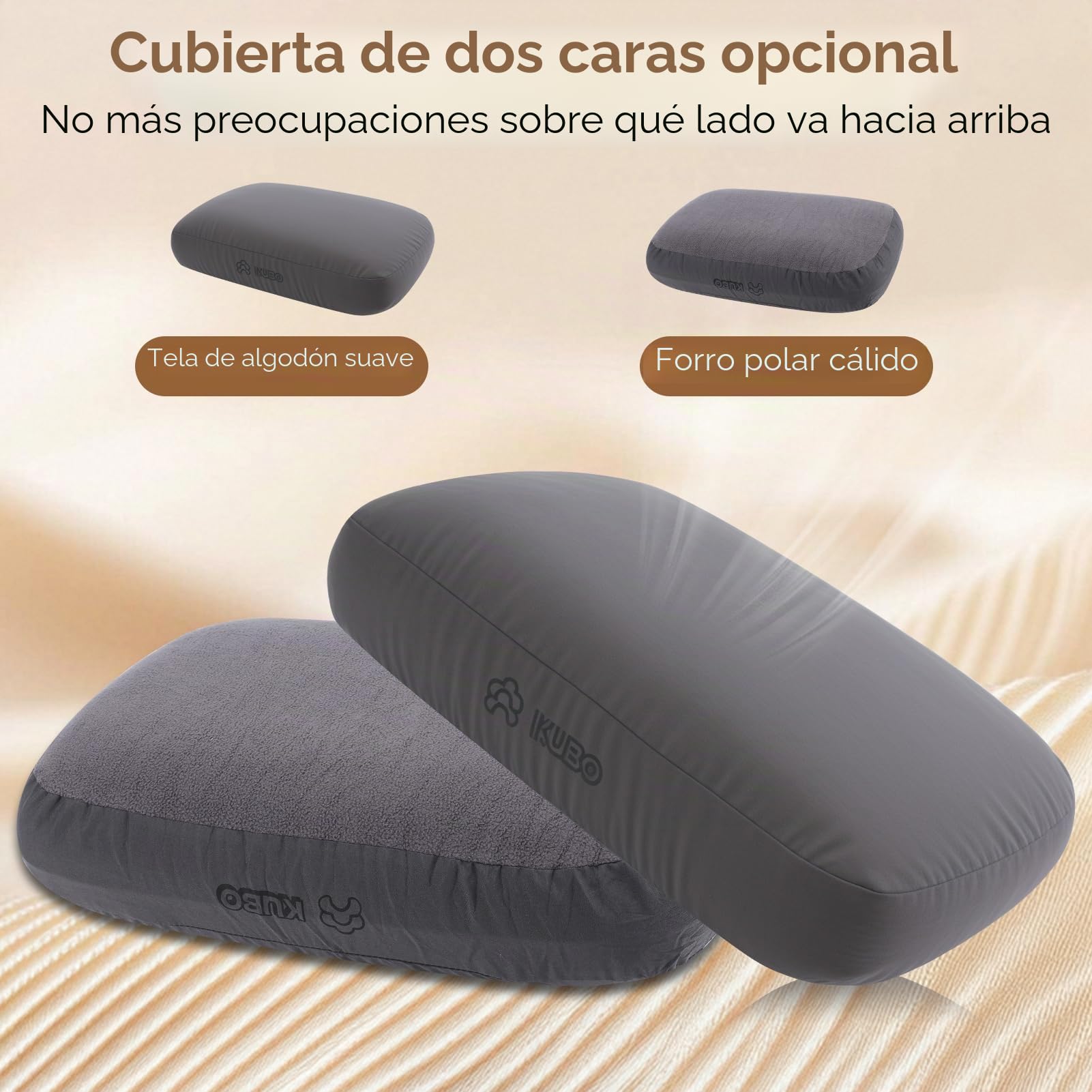 Almohada de espuma viscoelástica para camping, cojín de playa portátil de rebote lento para viajes al aire libre, mochileros y caminatas