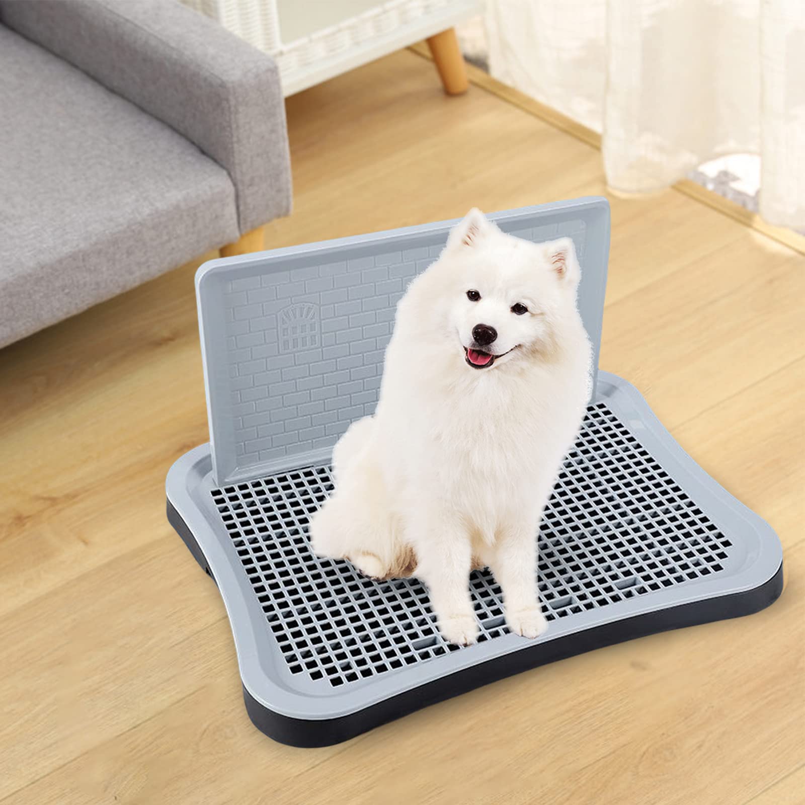Bandeja Inodoro para Perros Bandeja de Rejilla Higiénica Accesorio Sanitario para Cachorros Estructura con Bordes Altos Y Material PP a