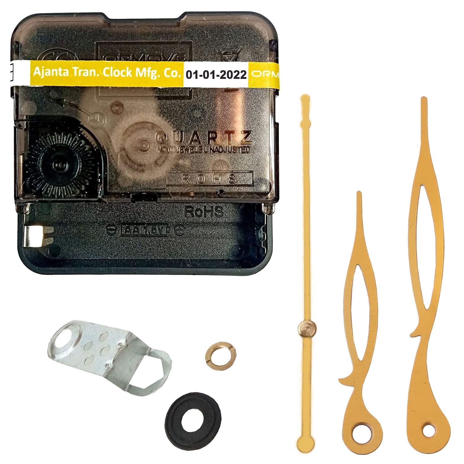 Ormove Movement Plastic Quartz Battery Operated Ticking Wall Clock Movement Machine with Hands (Needles: Curve Gold)-image-9