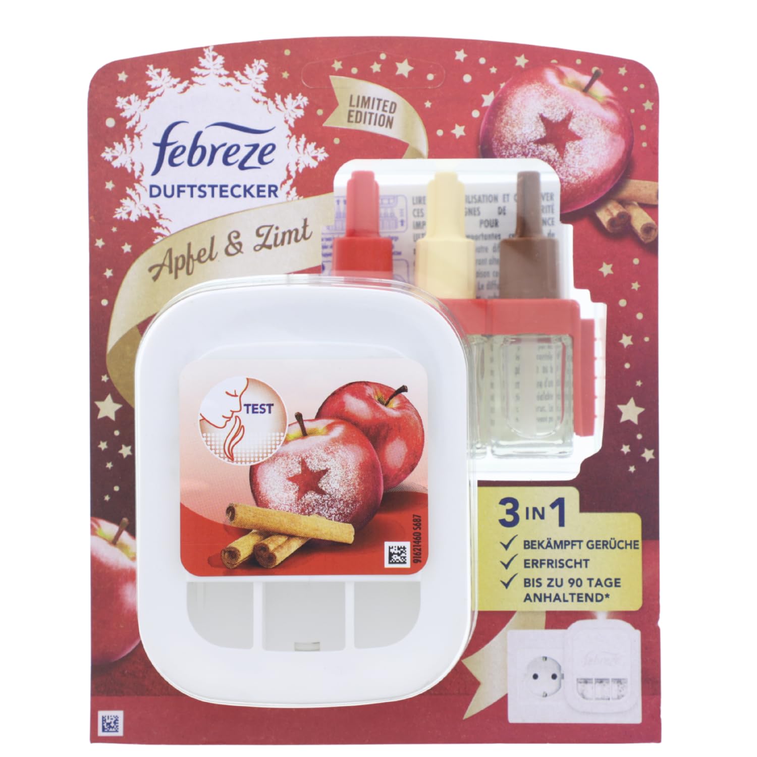 Febreze 3Volution Diffuseur de parfum (20 ml) pomme et cannelle, kit de démarrage, parfum d'ambiance et désodorisant