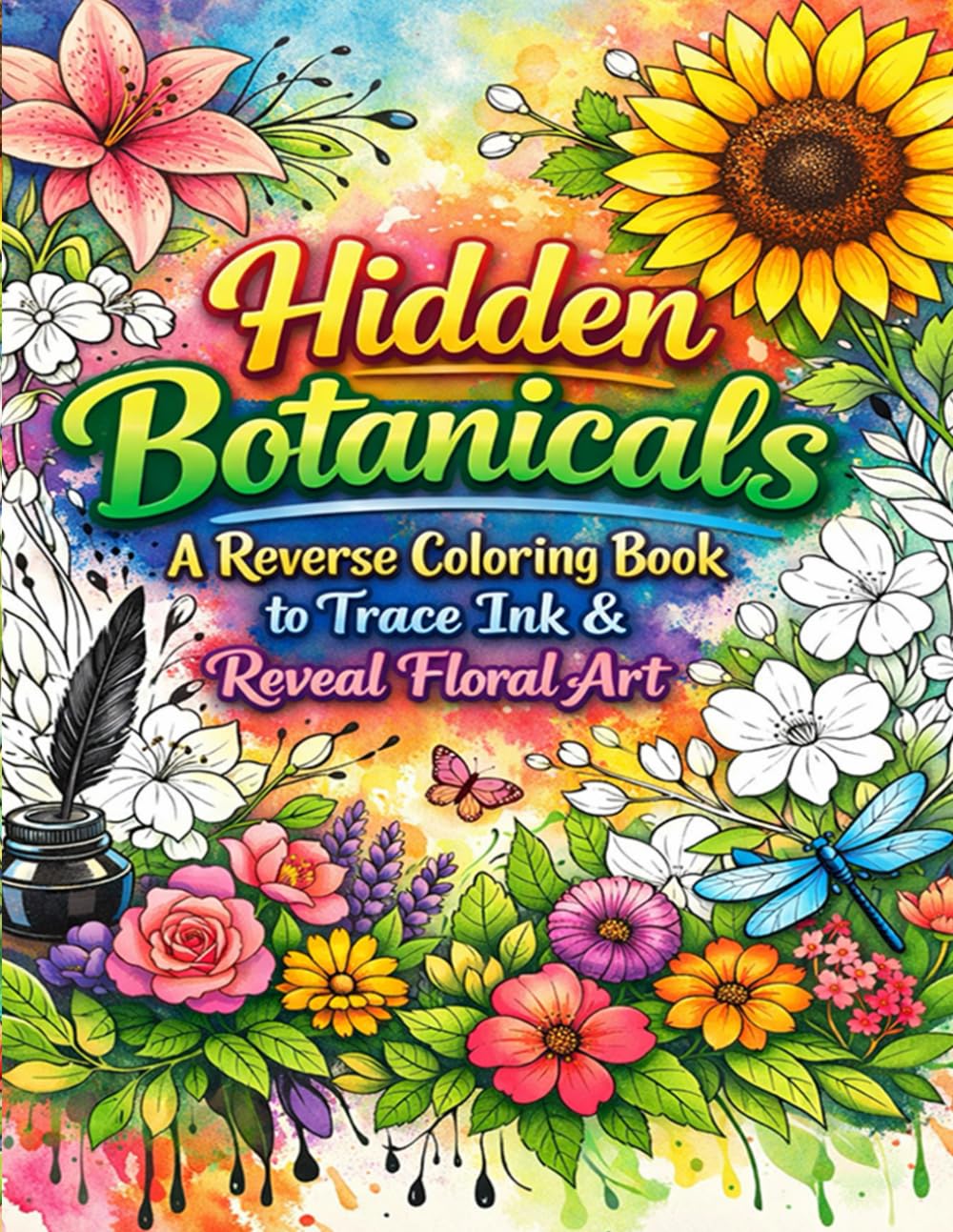 Hidden Botanicals: A Reverse Coloring Book to Trace Ink & Reveal Floral Art