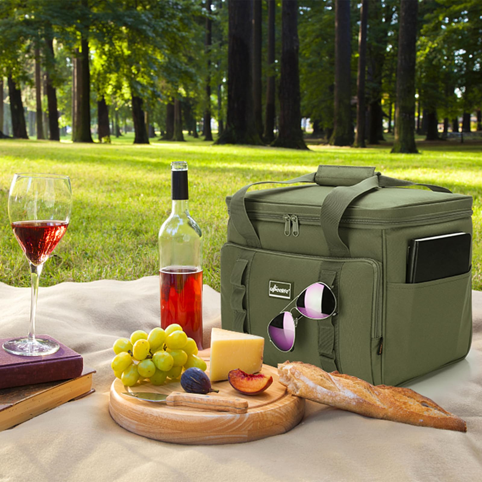 Upeelife Bolsa Termica 24L, Plegable Bolsa Nevera, Bolsa Termica Comida con Correa Ajustable, Cooler Bag Nevera Portatil Playa para Familiar Playa Picnic, Camping, Barbacoa