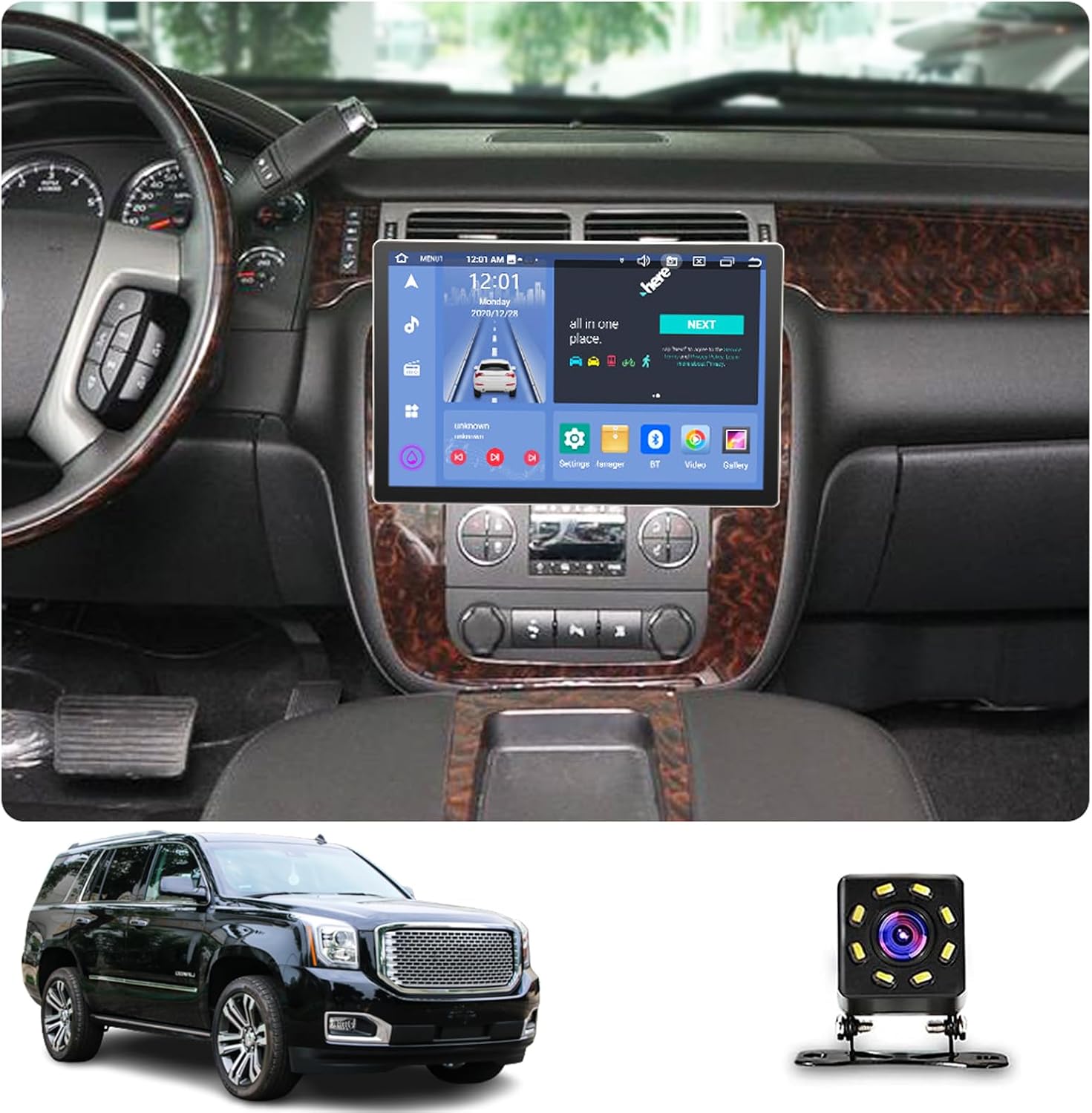 New 13.3 inch Multifunctional Car Screen for Chevrolet GMC (2007-2012),Android Car Radio Stereo,Touch Screen Auto Navigation System with Carplay GPS WiFi Bluetooth FM Mirror Link(Size:6+128