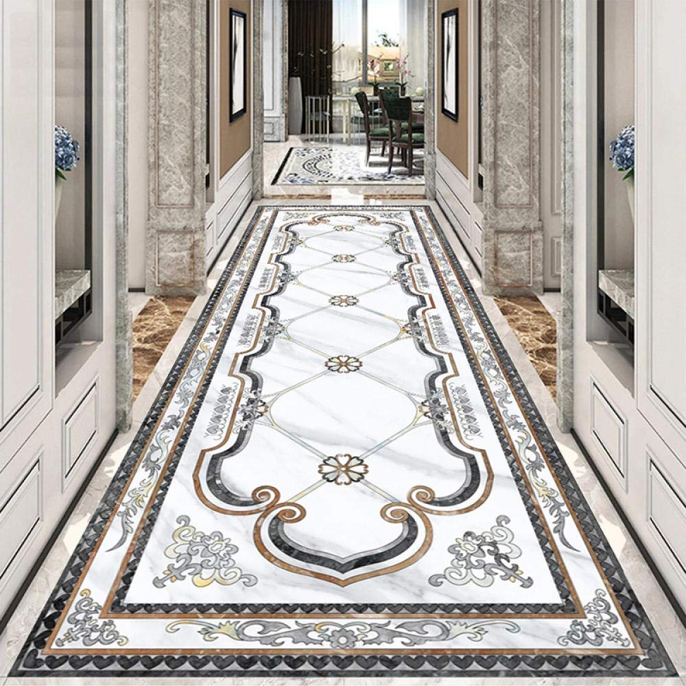 Papel tapiz de piso 3D personalizado Entrada de sala de estar Restaurante Patrón de flor de mármol blanco Etiqueta de suelo Papel tapiz mural Decoración para el hogar-250 * 175cm