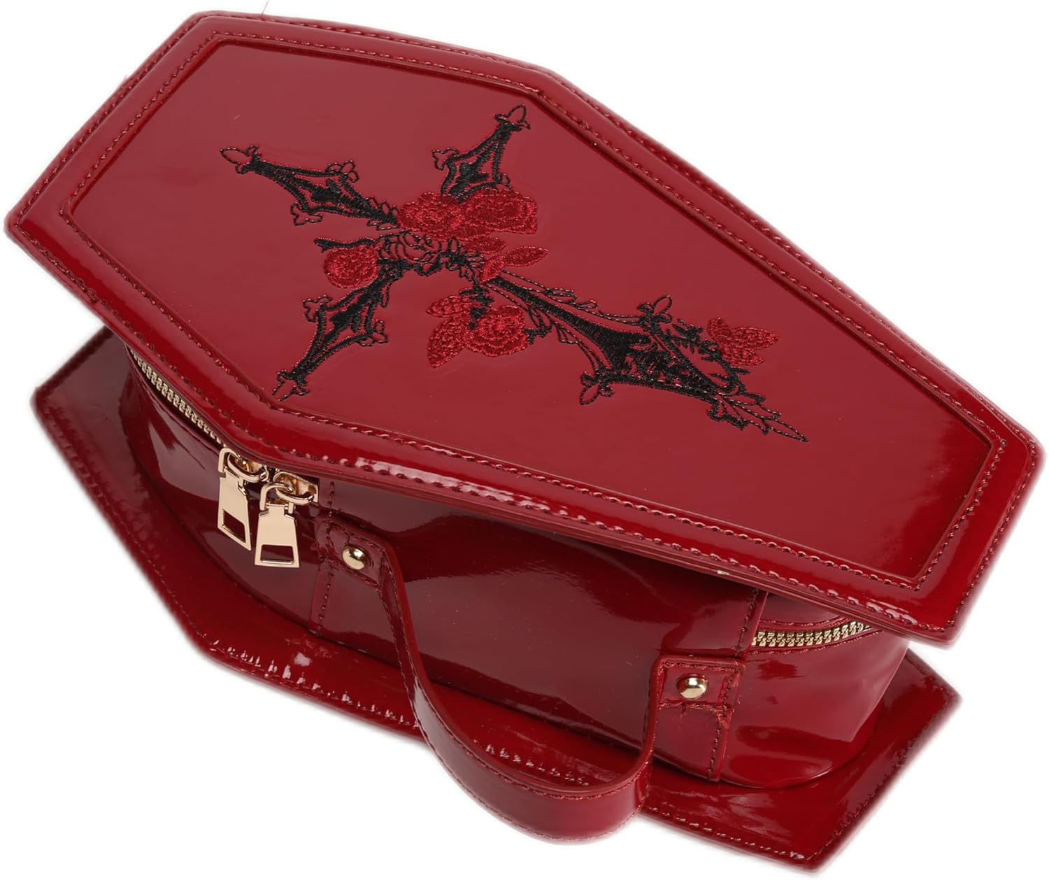 Goth Makeup Bag PU Leather Coffin Bag Halloween Purses Goth Purse Coffin spooky purses for women red y2k purse