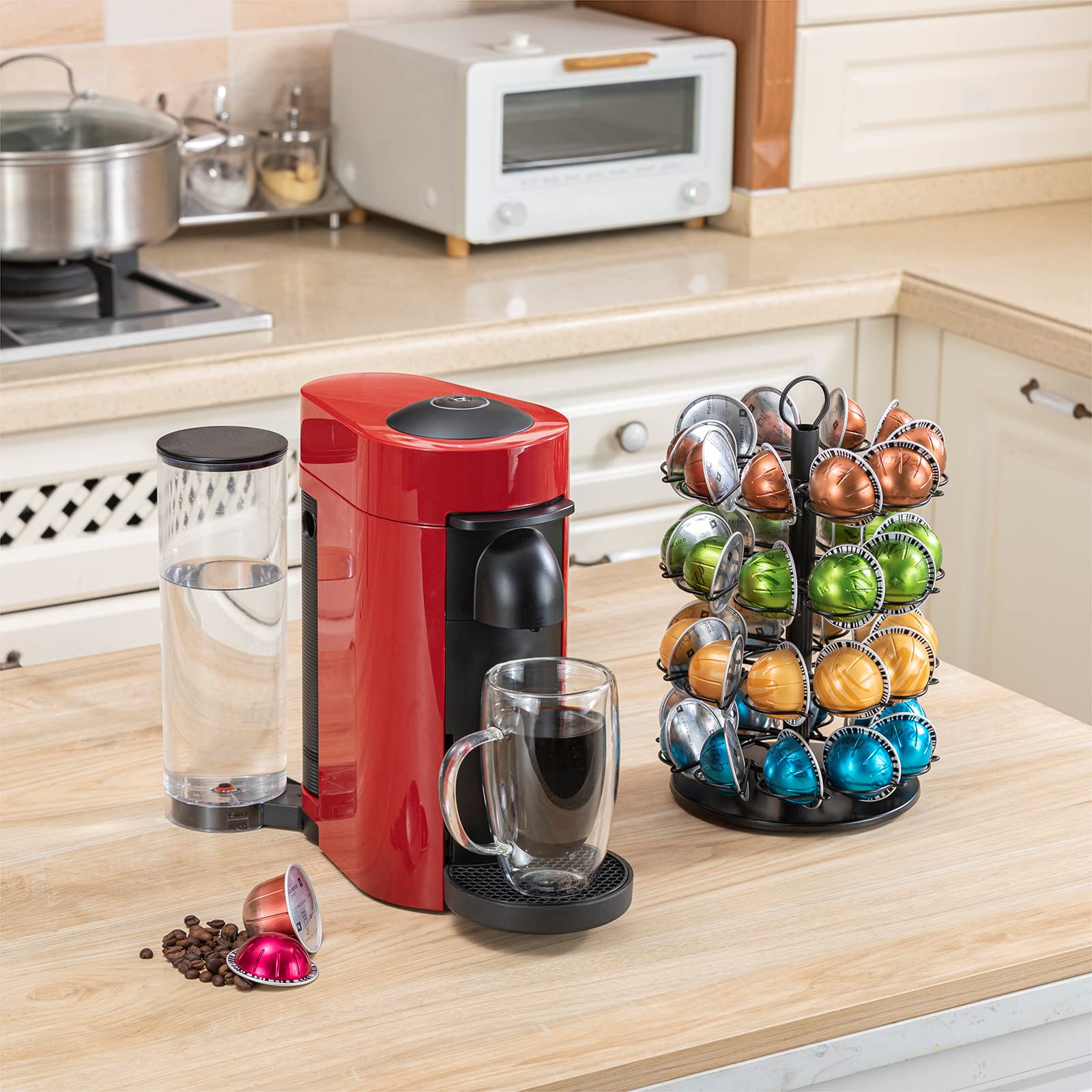 Soporte para cápsulas de café Nespresso con 4 niveles DIY para almacenamiento de cápsulas Vertuoline (capacidad de 40 cápsulas)