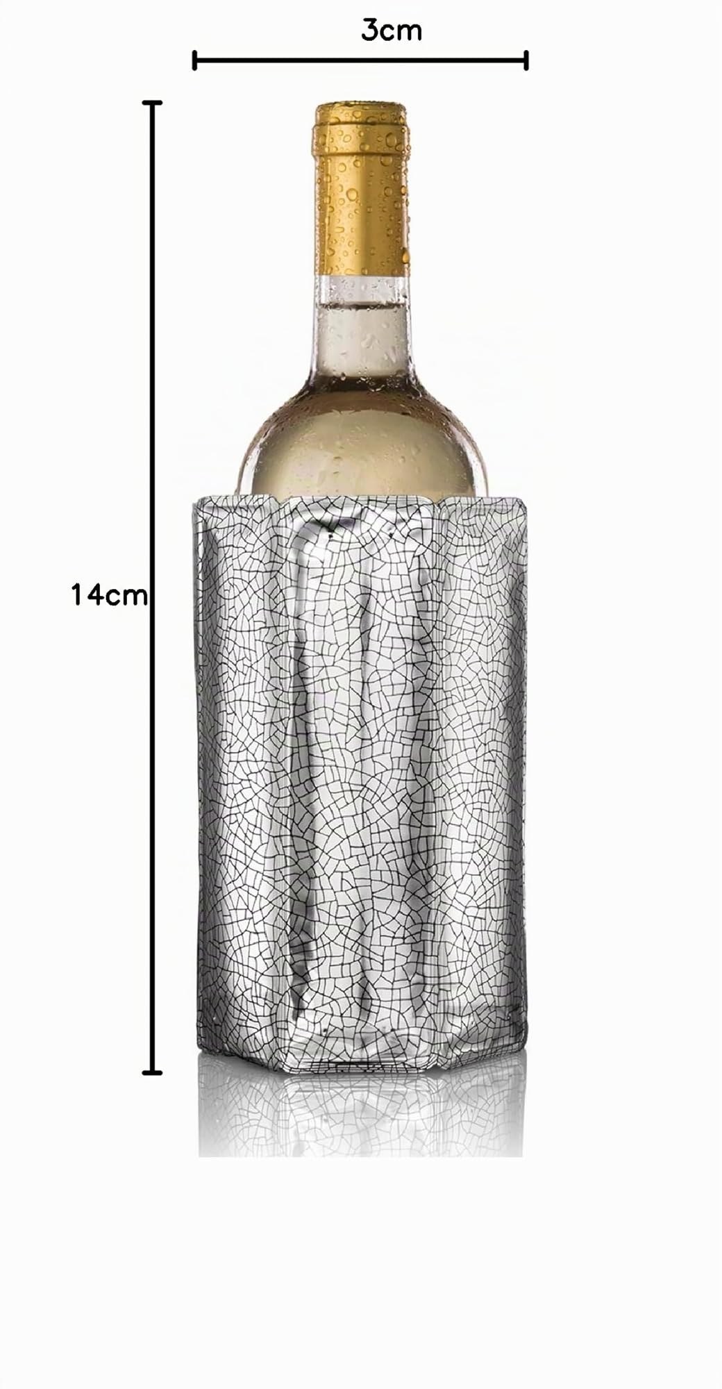 Vacu Vin Enfriador de Vino Flexible - Funda Reutilizable en Color Plata para Enfriamiento Rápido de Botellas de Tamaño Estándar