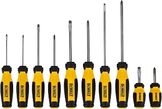DEWALT 10-Piece Fixed Bar Screwdriver Set DWHT65201 - Magnetic Tips, Sand-Blasted Precision, Ergonomic Comfort