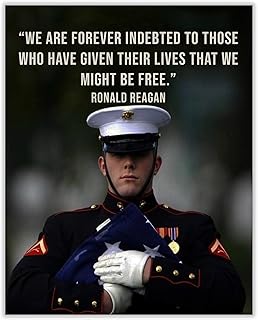 Ronald Reagan Quotes Wall Art - We Are Forever Indebted To Our Freedom, This Inspirational, Presidential Patriotic Wall Decor Print Is Ideal for Home Decor, & 4th of July Gift, Unframed - 8x10"