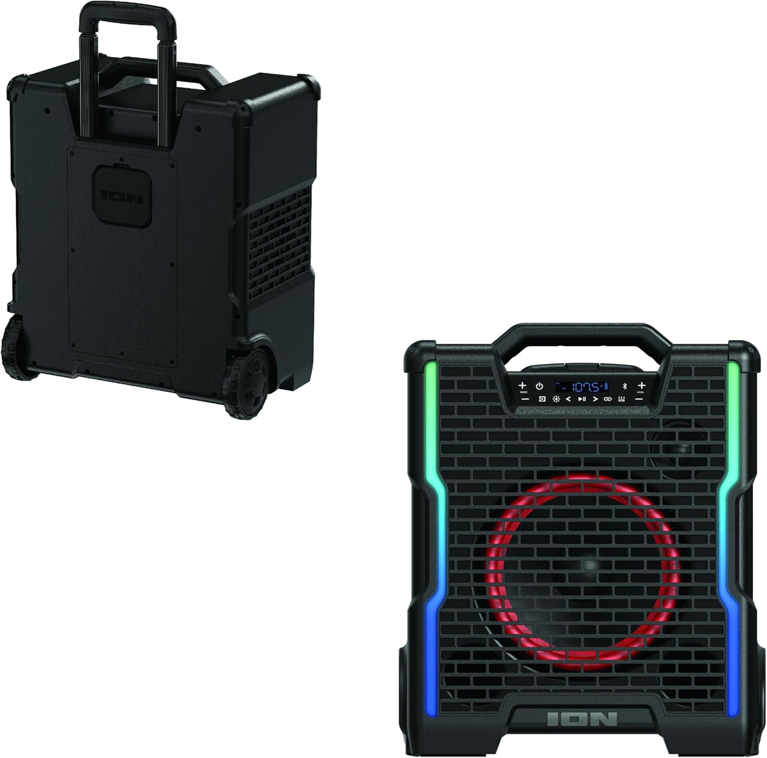 Ion Blockrocker Icon All-Terrain Portable Bluetooth Speaker with Lights, FM Radio (Renewed)