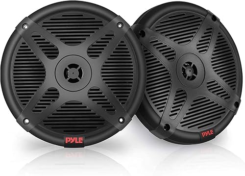 Pyle Altavoces marinos Bluetooth de 6.5 pulgadas, IP-X4 de 2 vías impermeables y resistentes a la intemperie, sistema de sonido estéreo dual de