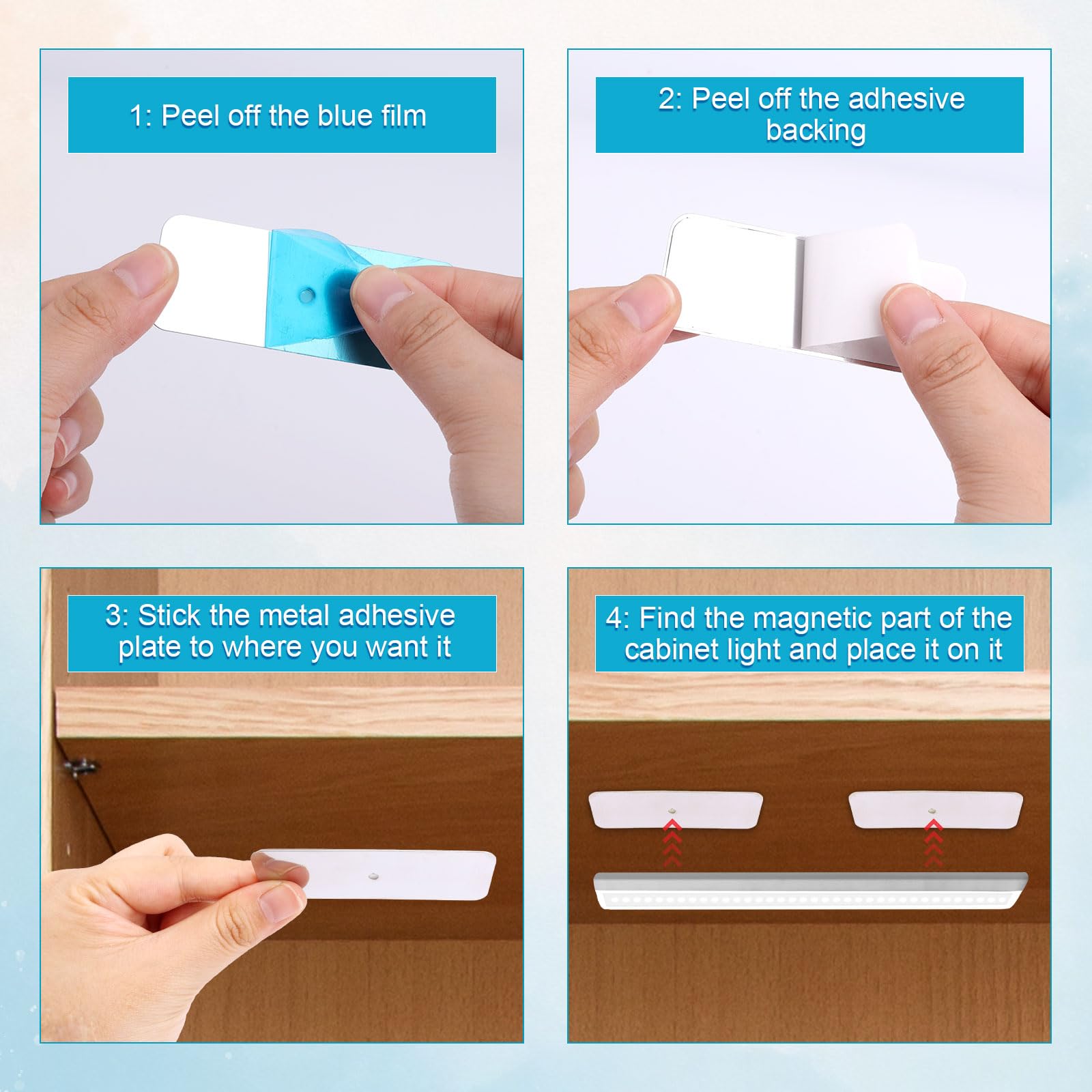6 Pezzi Piastre Magnetiche Adesive Per Luci LED - Strisce In Ferro Per Montaggio - Foto 14