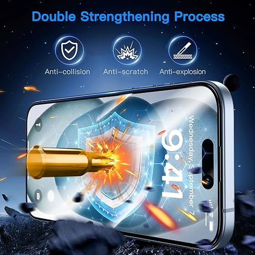 Vista 56 de Uyiton Protector de pantalla de privacidad para iPhone 13/13 Pro/14, vidrio irrompible, antiespía de 28° [cero burbujas], cobertura completa, Negro