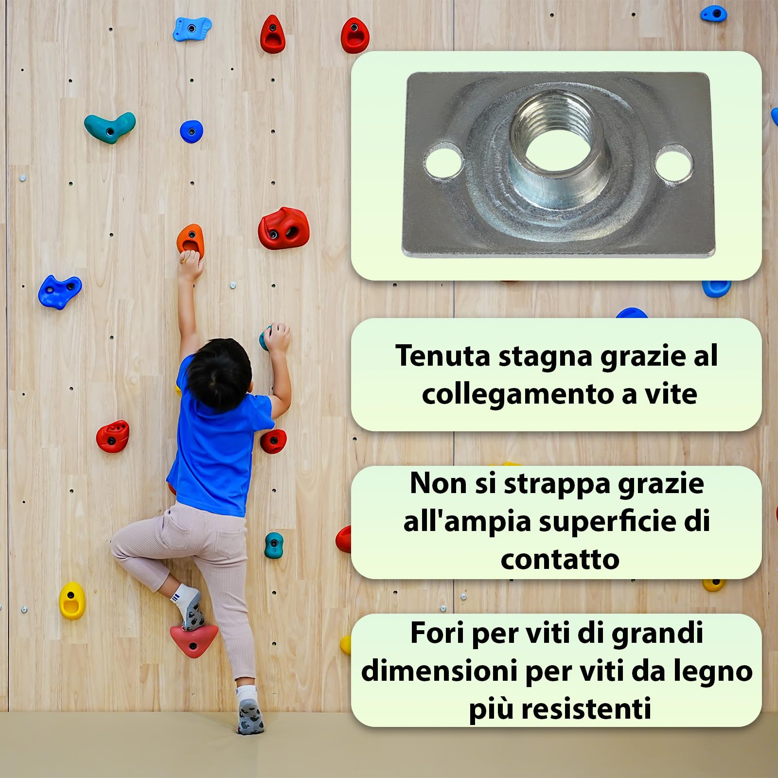 ALPIDEX 100 Dadi a T M10 Base Rettangolare da Avvitare Zincati DIN EN 12572-2 per Arrampicata, Prese Climbing e Mobili