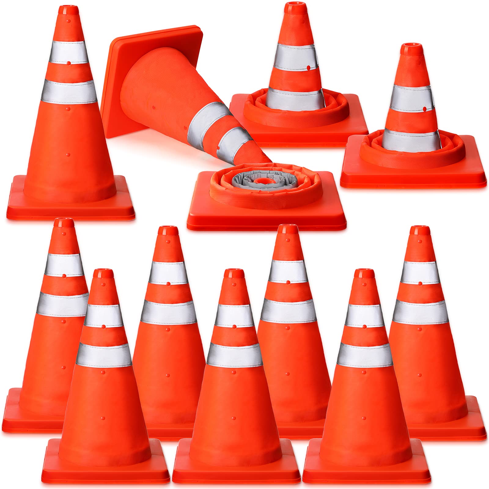 Buy 12 Pack 15.5 Inch Collapsible Traffic Cones Orange Safety Road