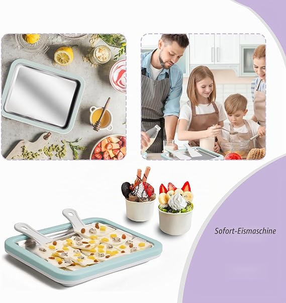 Ice Plate Ice Rolls for Ice Making DIY Ice Cream Machine Rolls Maker with 2 Spatulas Gelato Rolling Machine for Children Family Lavender
