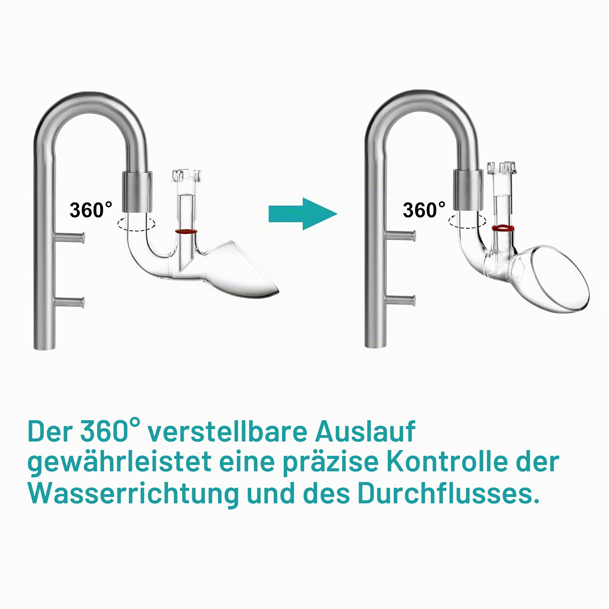Edelstahl Lily Pipe Set mit Skimmer – Hybrid Edelstahl & Glas Auslass – 360° Multi-Level Einlass für Aquascaping Aquarium – Garnelen- und Fischsicher (für 12/16 mm Schlauch (13 mm))