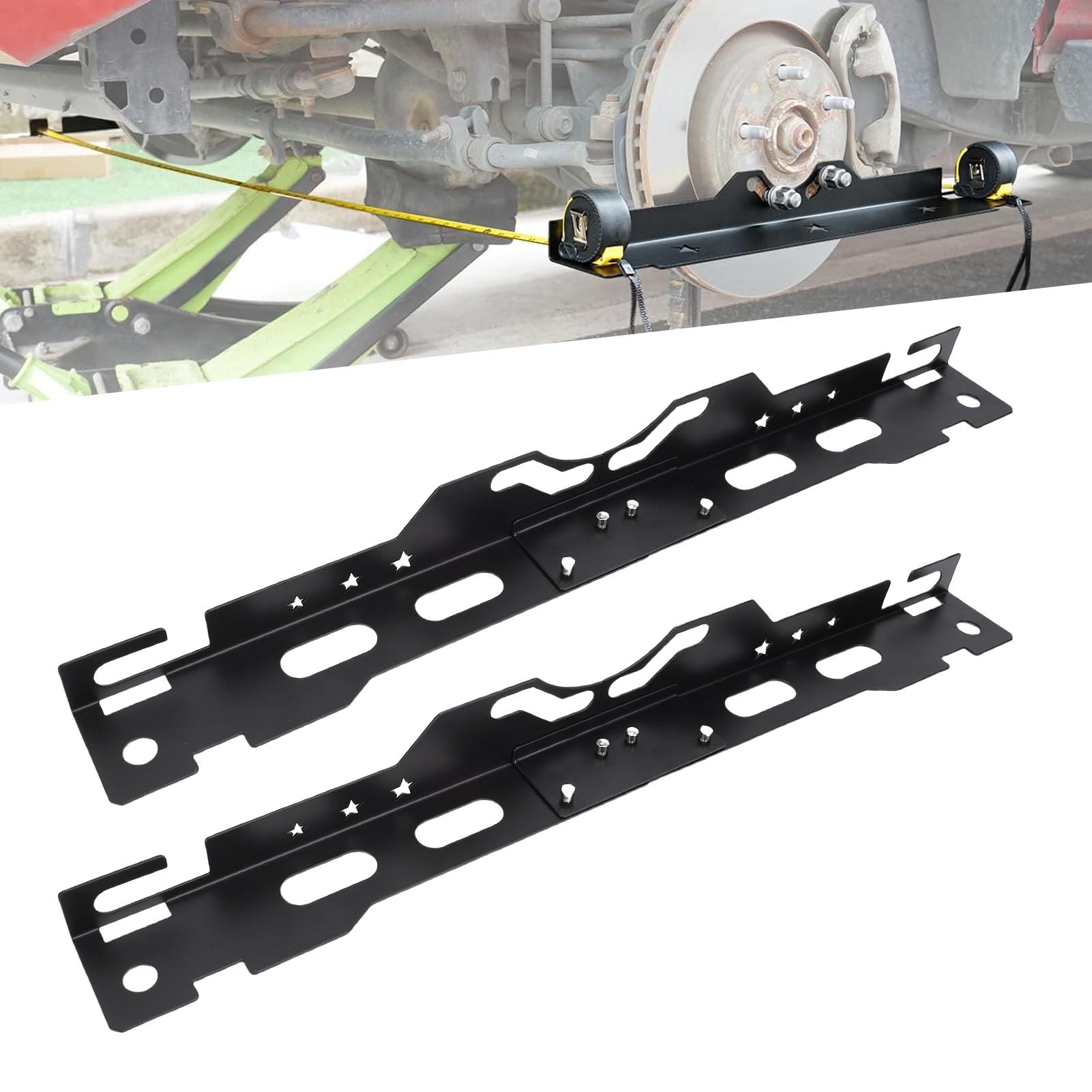 KIMISS Wheel Alignment Tool Plate Secure Groove for Cars SUVs Universal Design High Efficiency (Matte Black)