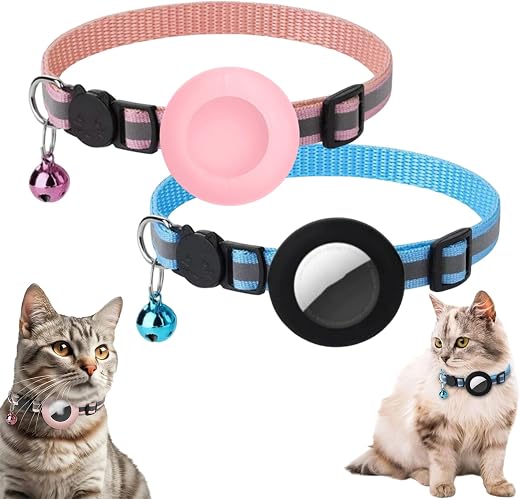 2 Packs Breakaway Cat Collar, Shockproof, Ultra-Durable, Plastic & Silicone Pet Collar Case for Air Tags