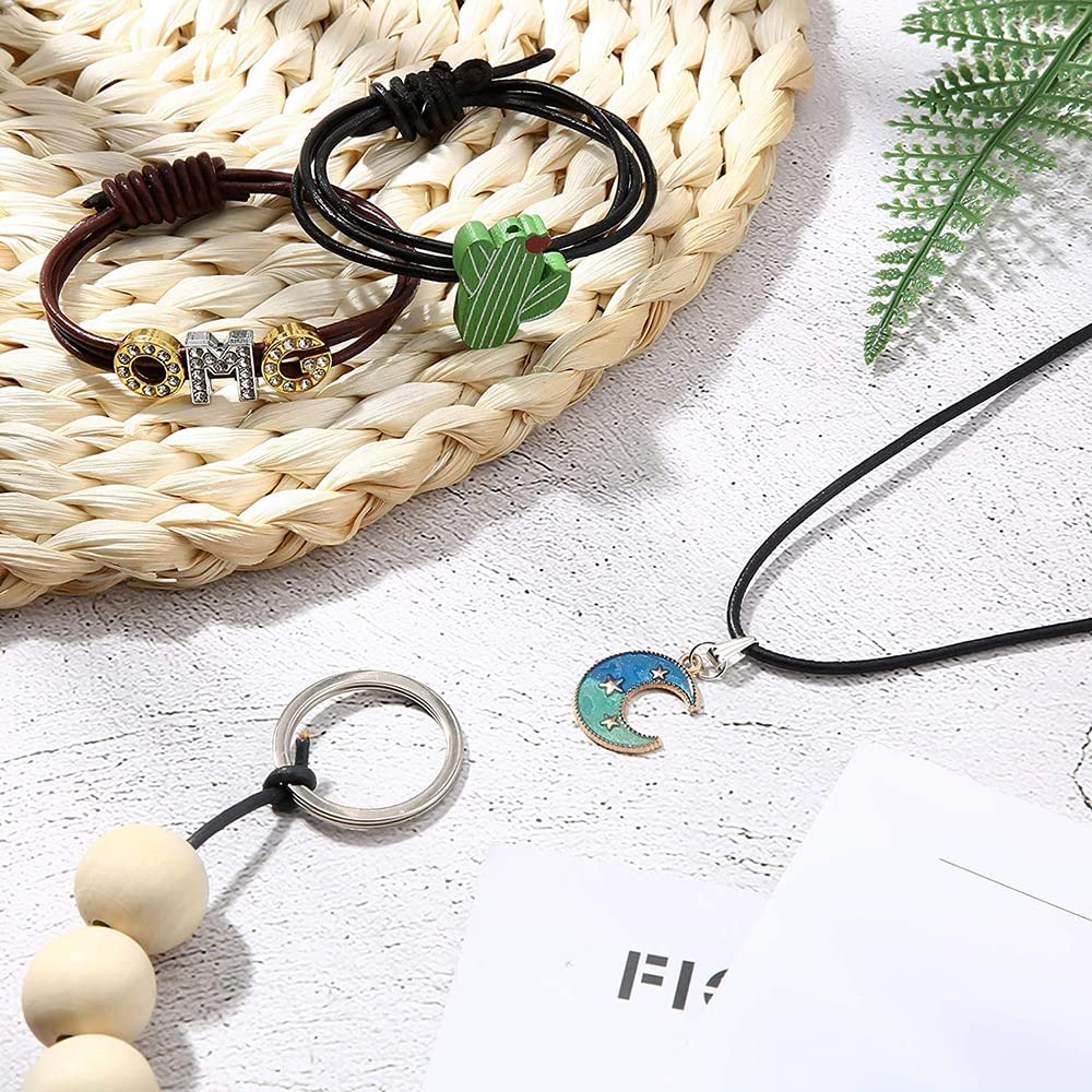 Cordón de cuero vacuno de 100 m, 1/1,5/2 mm, cuerda de joyería de cuero, cuerda de joyería, bricolaje, collares, pulseras, redondo, negro