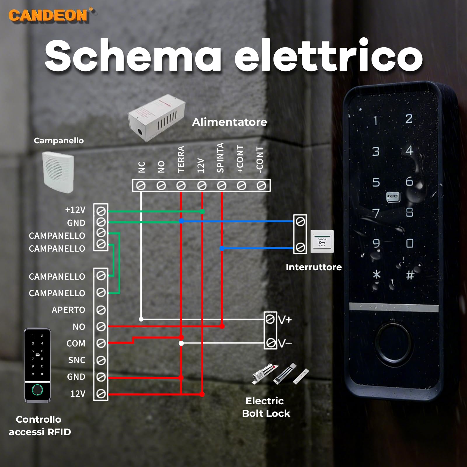 Smart Tastiera Controllo Accessi, WiFi Tuya RFID Apriporta Tastiera Di Controllo Accessi, Impermeabile Biometrico Delle Impronte Controller Accesso Apricancello, 125khz/13.56mhz, WG26/34
