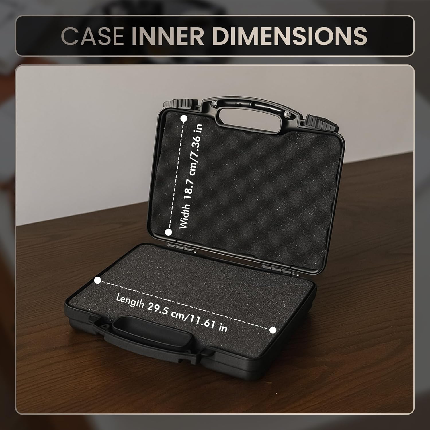 11.8" Hard Waterproof Lockable Gun Cases for Handguns with Combination Lock | Hand Gun Case Lock Box for Pistols | Pistol Case Hard Shell Box for Travel | Handguns Lockable Carrying Cases (Black) - Image 5