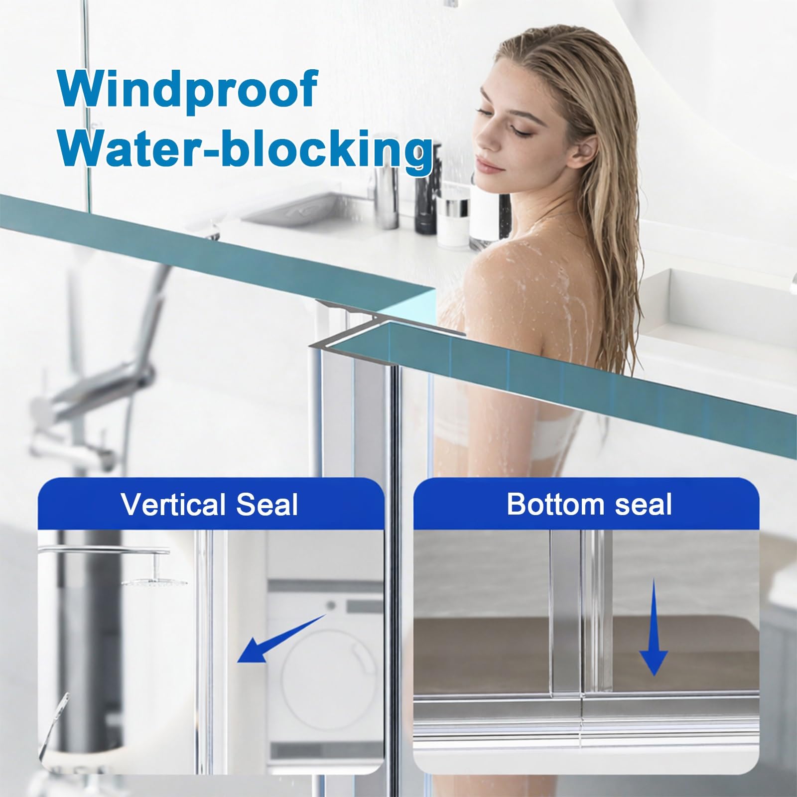 Gomas Mampara Ducha, Sello de Puerta de Vidrio Impermeable a Prueba de Viento, Sello de Mampara de Ducha de PVC Duradero for Separación de Baño Seco y Húmedo(2pcs,6mm/0.23in)