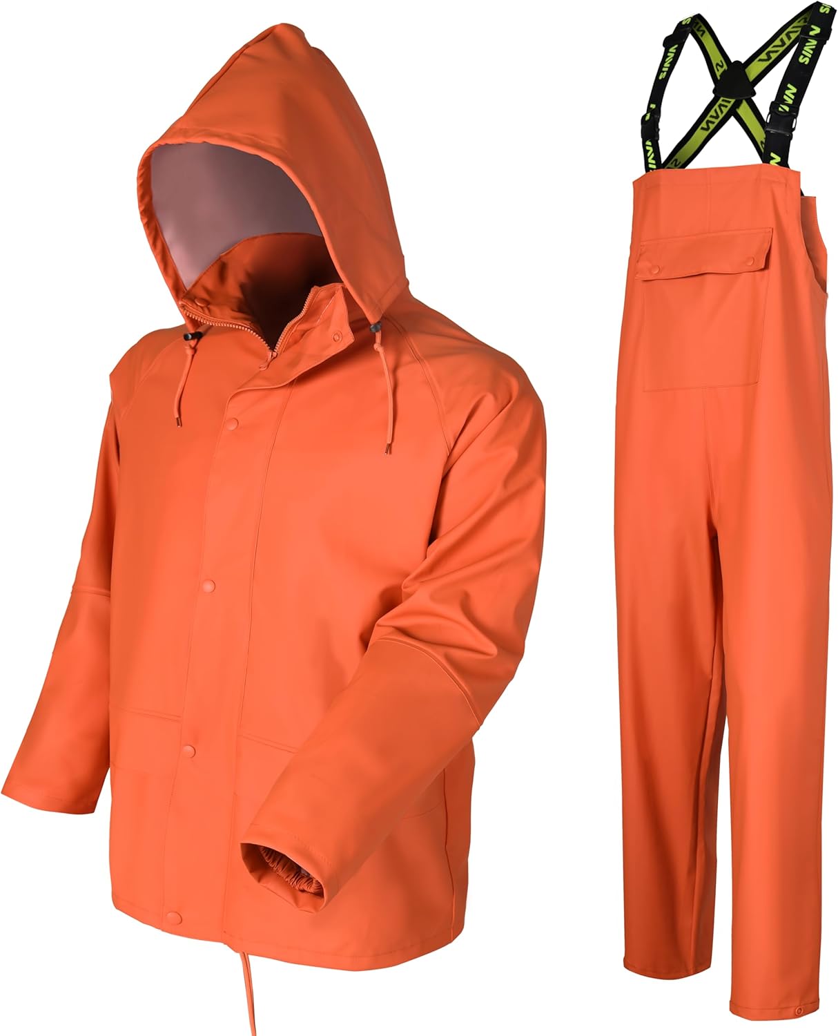 Men’s Workwear PRO Rain Suit – Waterproof Jacket and Bibs Pant Combo Set for Ultimate Safety and Comfort