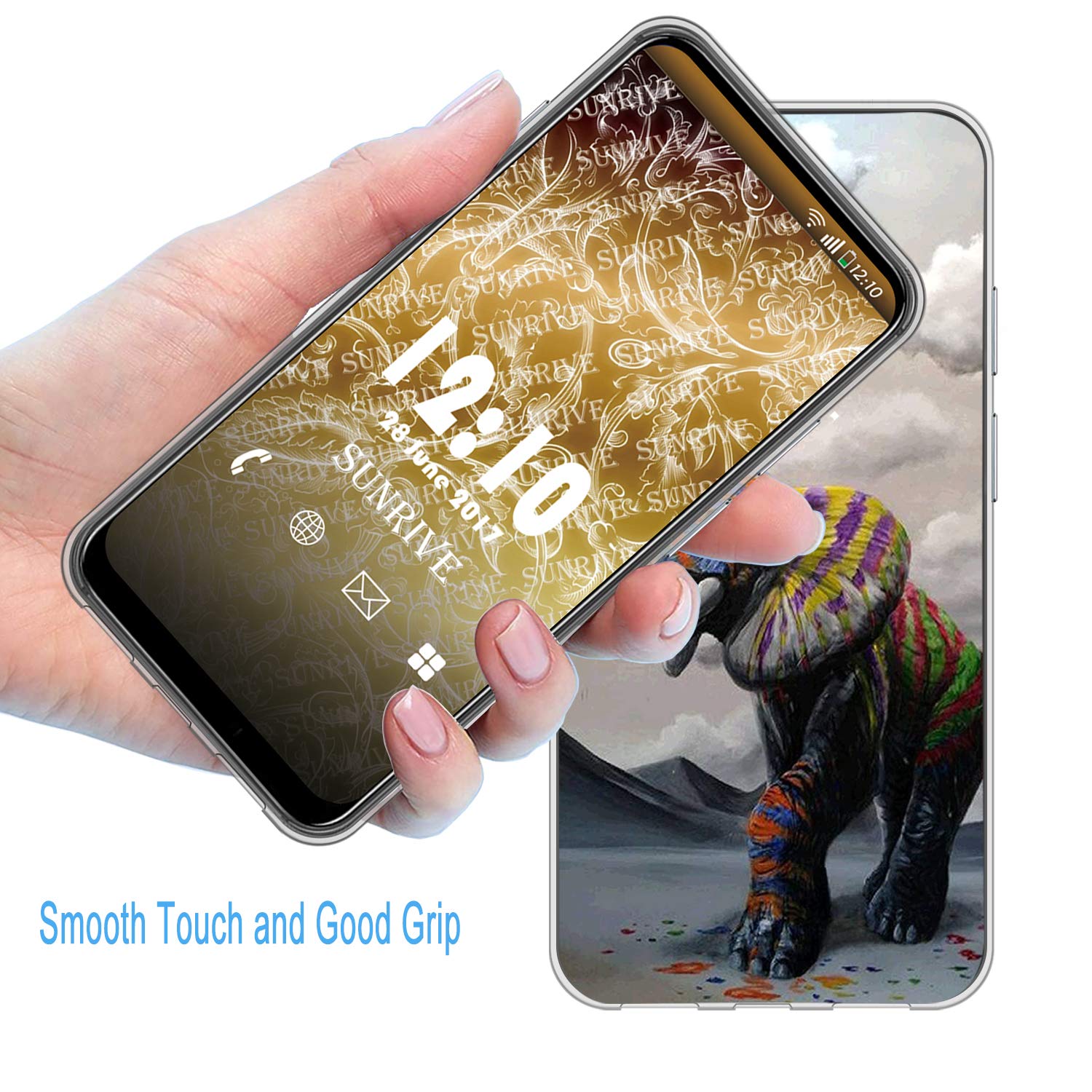 Sunrive Cover compatibile con Sony Xperia XZ2 Compact, Custodia Case in molle Trasparente silicone Morbida Flessibile Antigraffio protettiva back custodie (Q Elefante 1 Sunrive Cover compatibile con Sony Xperia XZ2 Compact, Custodia Case in molle Trasparente silicone Morbida Flessibile Antigraffio protettiva back custodie (Q Elefante 1