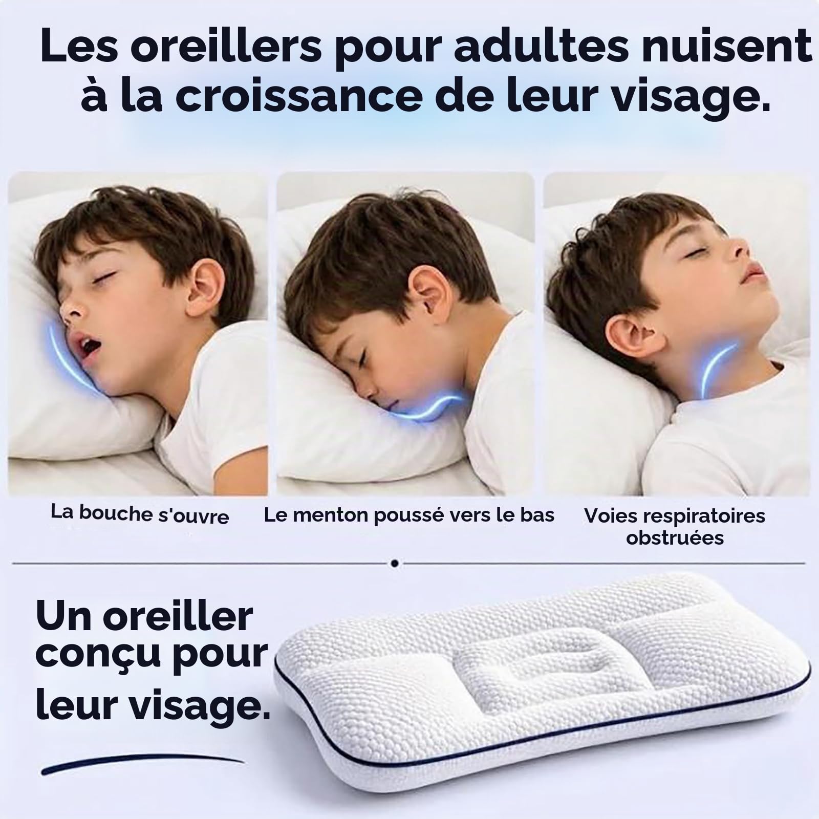 Générique Oreiller De Posture pour Enfants, Oreillers pour Enfants, Oreiller Respirant Double Face Enfant De 1 À 12 Ans, Oreillers Enfant Dormant sur Le Côté, Idéal Les Voyages (6-12 Years Old)