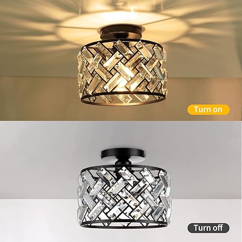 Miniatura 2 de FRIDEKO HOME Accesorios de iluminación para techo  Lámparas de pasillo negras de cristal semi empotrado Iluminación de techo para dormitorio,