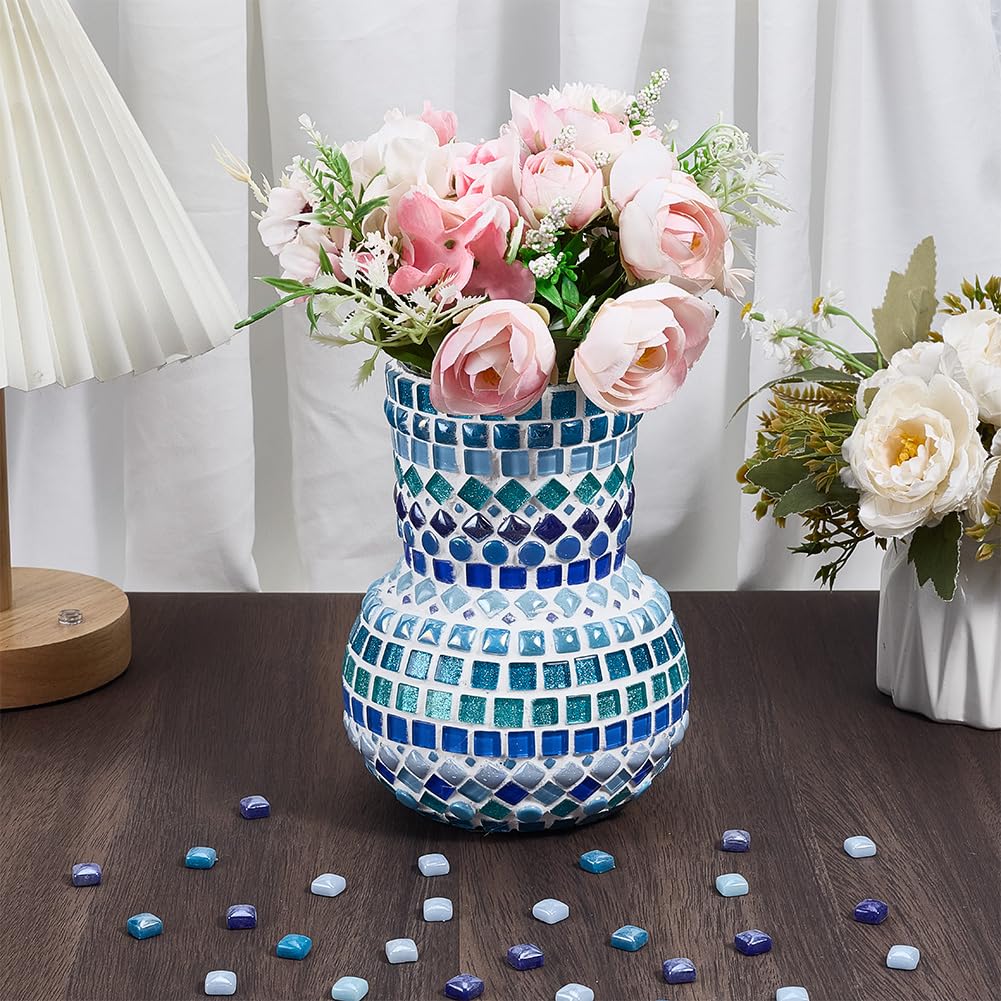 WEBEEDY Basteln Mosaik Blumen Vase Set DIY Mosaik Kunst Und Bastelset Für Erwachsene Anfänger Handgemachte Dekorative Pflanzen Töpfe Mit Anleitung Zuhause Zimmer Tisch Dekoration Einweihungsgeschenk