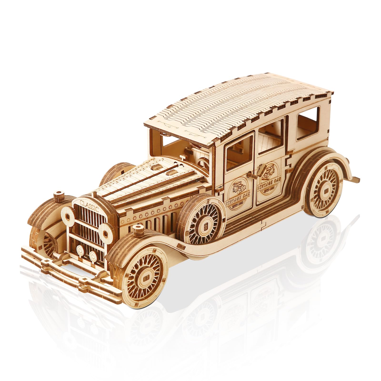 Comfoyar Puzzle 3D Coche Época, Maquetas Madera para Construir Adulto, DIY Construccion Madera para Montar, Decoracion Hogar y Cumpleaños Navidad DÍa del Padre Regalos para Hombre Mujer, Coche Vintage