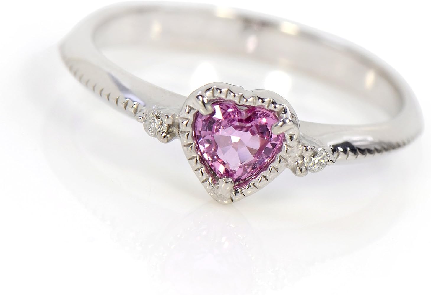 Amazon | シルバー925 4mm ハート シェイプ ピンクサファイア 脇石