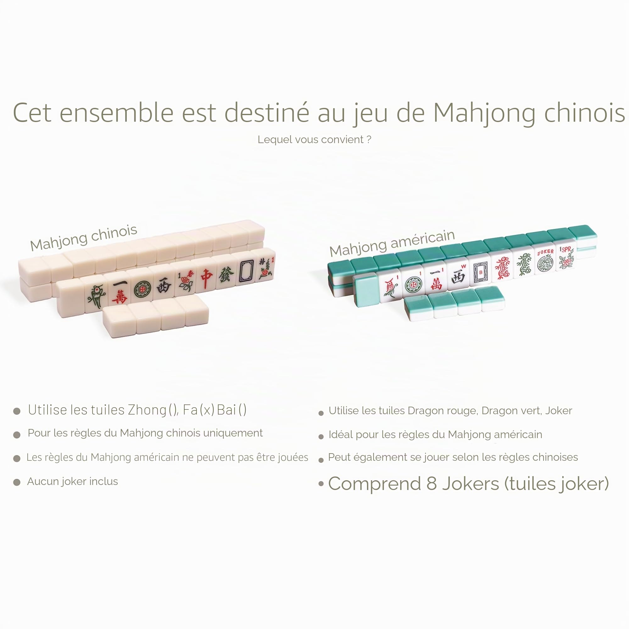 Yellow Mountain Imports Ensemble de Jeu de Mahjong Chinois Taille Champion avec Mallette en Aluminium 146 Tuiles