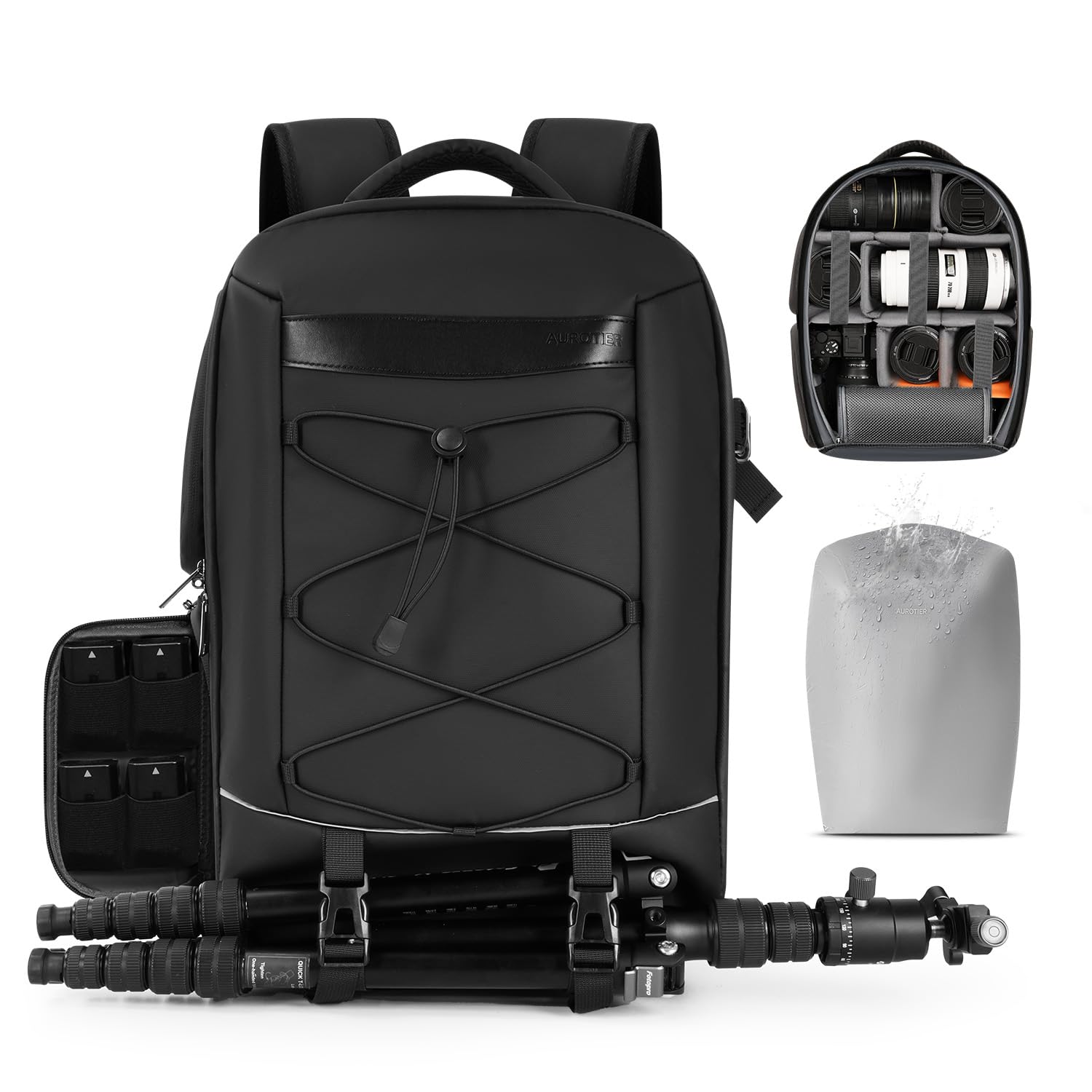 Camera Backpack, DSLR SLR Camera Bag for Photographers Compatible with Sony/ Canon/Nikon/DJI Mavic Drone, Waterproof Rain Cover Photography Backpack, Tripod Holder Camera Case Fits 16 Inch Laptop-image-34