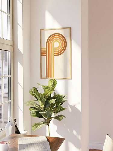 Miniatura 4 de Generic Póster de arte para pared, diseño de rayas de arco iris naranja retro de los años 70, estética de los años 70, póster amarillo naranja de