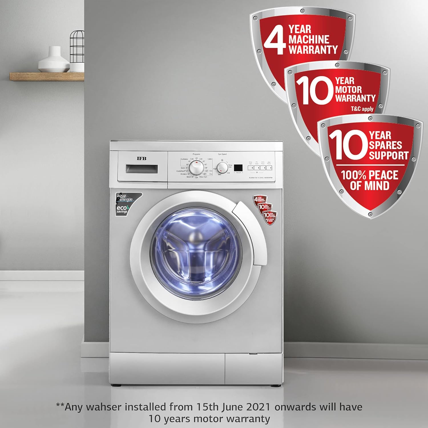 IFB 6.5 Kg Fully-Automatic Front Loading Washing Machine (Elena SX 6510, SX -Silver, In-Built Heater)