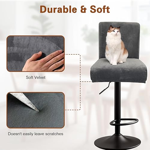 Miniatura 3 de Juego de 4 fundas de terciopelo para taburetes de bar, fundas elásticas suaves para taburetes de bar con respaldo, lavables, extraíbles, fundas para