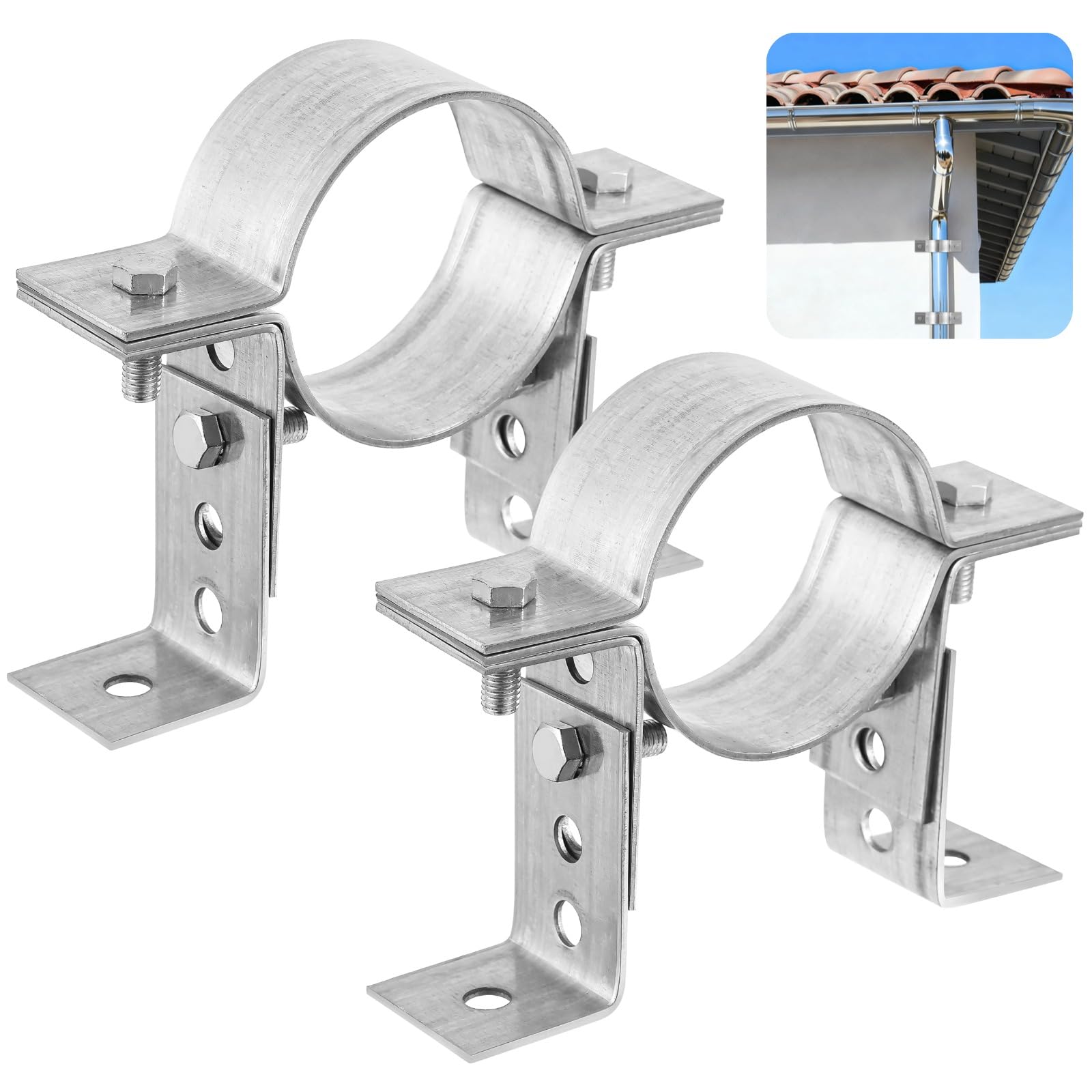 2 abrazaderas de soporte de chimenea de tubo, soportes de abrazadera de tubo de acero galvanizado ajustables, correas resistentes montadas en la pared, se adapta a tubos de ventilación B de 3 pulgadas