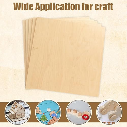 Miniatura 7 de Paquete de 10 hojas de madera contrachapada de abedul báltico de 12 x 12 x 18 pulgadas, hojas de madera del Báltico de 0.236 in, hojas de abedul