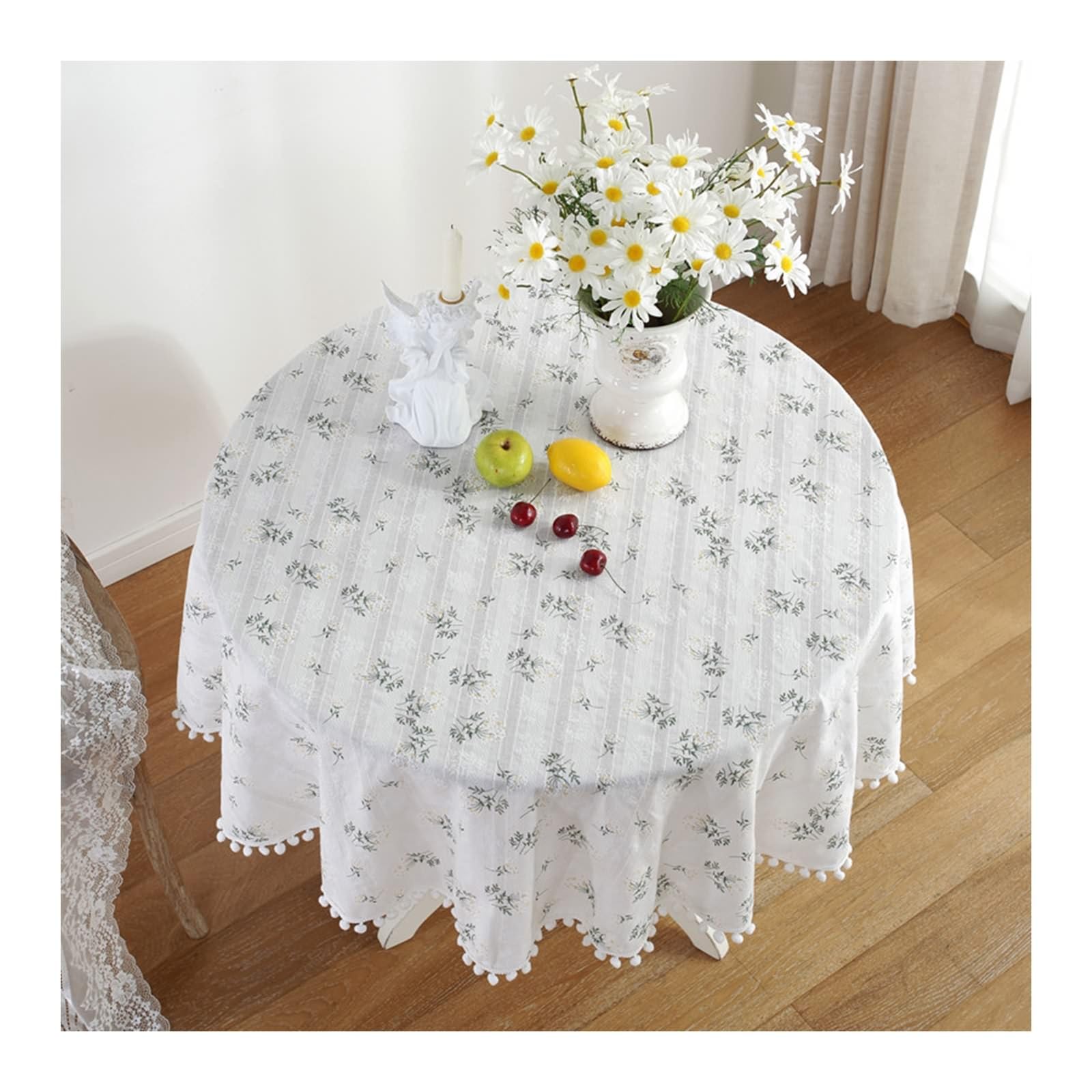 Nappe motif de fleurs lilas ronde 140 cm lavable et anti tache
