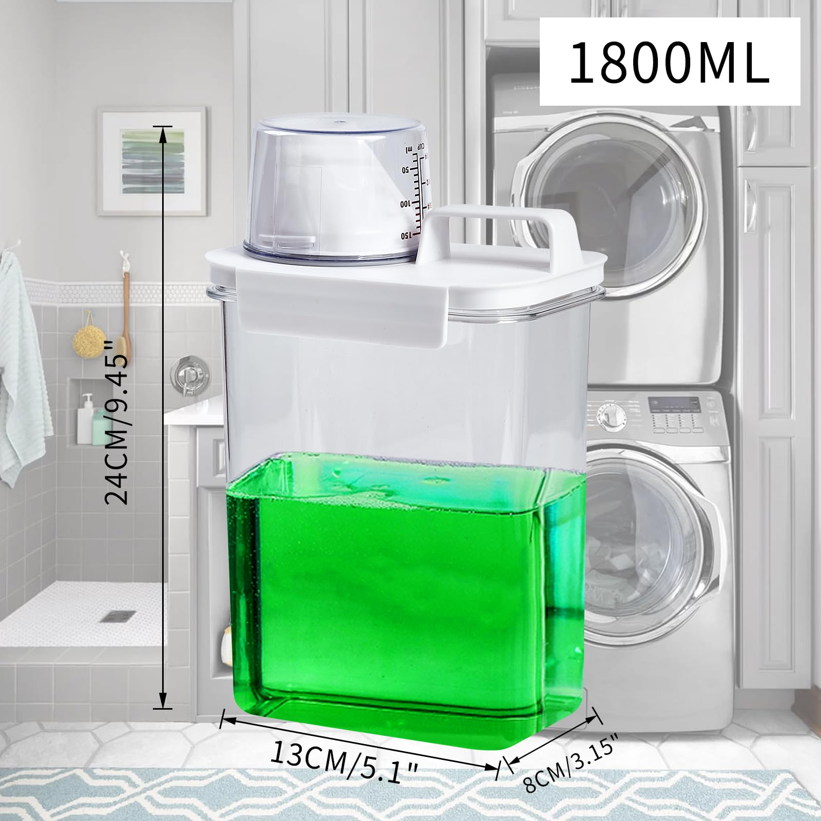 2pcs 1800ML washing powder storage, laundry detergent storage,laundry detergent dispenser container, 1800ml*2, 1800ml*2 - Image 2